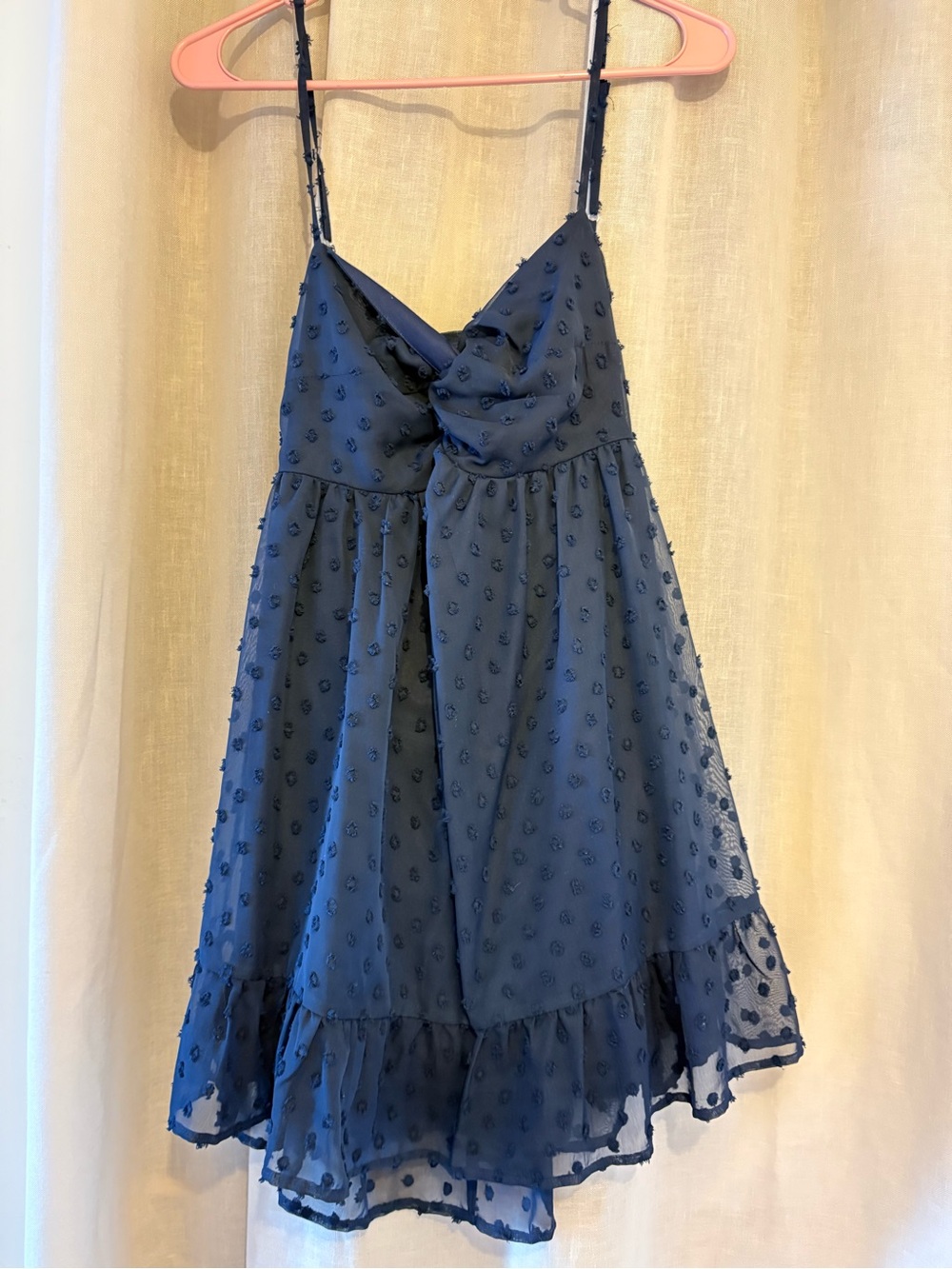 Navy Textured Spaghetti-StrapDress